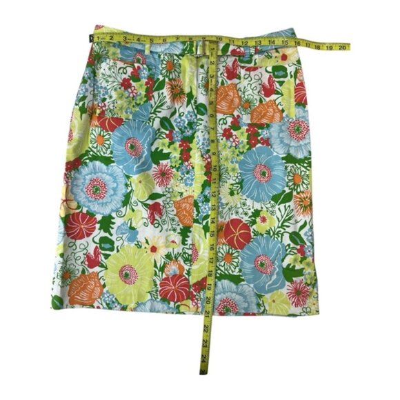 Talbots Petite Floral Print Stretch Belted Straight Skirt Sz 10 10p - Picture 5 of 6